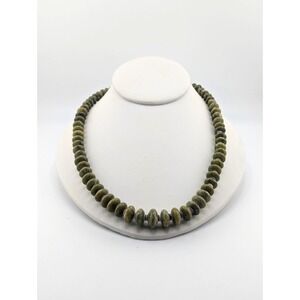 Navajo Gaspeite Graduated Beaded Pullover Necklace‎ w/ Pen Shell Heishi **